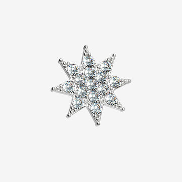 14 Karat White Gold Sparkle Starburst Dermal Anchor Top Part-Clear Gem
